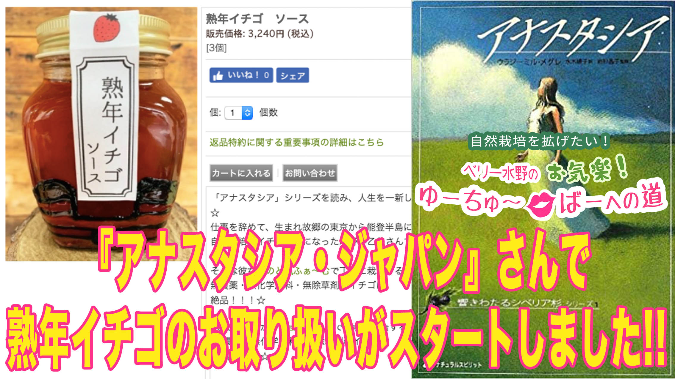 アナスタシア・ジャパン公式サイトにて熟年イチゴのお取り扱いがスタートしました!!